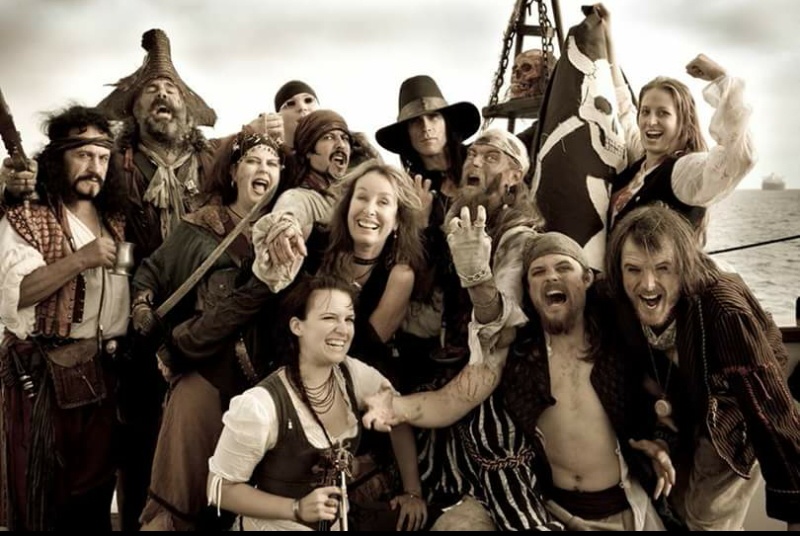 RORY FLYNN, center, surrounded by Pirates in Hobart, Tasmania, for her father's 100th birthday celebration in 2009!
